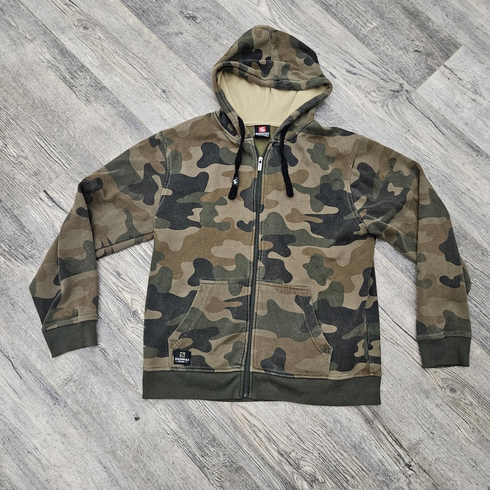 SOUTHPOLE Hoodie Jacket Mens XL Camouflage Full Zip Lined Y2K Vintage